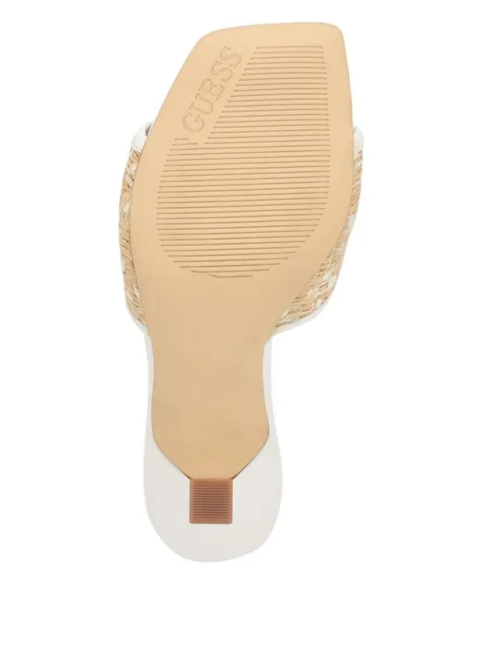 Women GUESS Heels Yana Straw G Logo Heeled Mules Light Natural 110