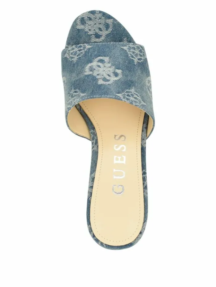 Women GUESS Heels Yapplea Denim Peony G Platform Mules Blue