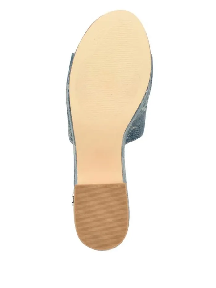 Women GUESS Heels Yapplea Denim Peony G Platform Mules Blue