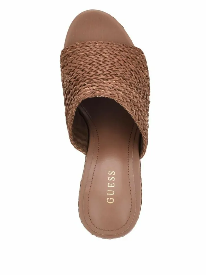 Women GUESS Heels Yenisa Woven Wedged Sandals Medium Brown