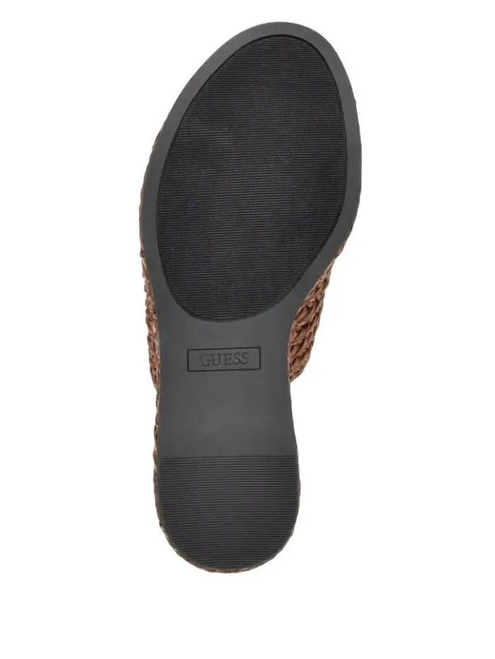 Women GUESS Heels Yenisa Woven Wedged Sandals Medium Brown