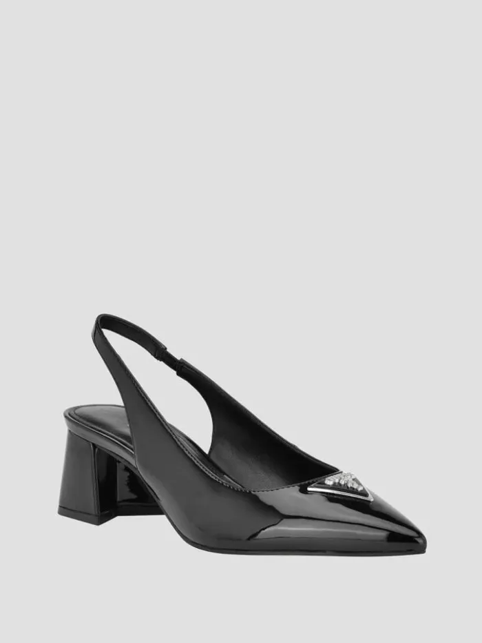 Women GUESS Heels Zanda Slingback Block Heels Black 001
