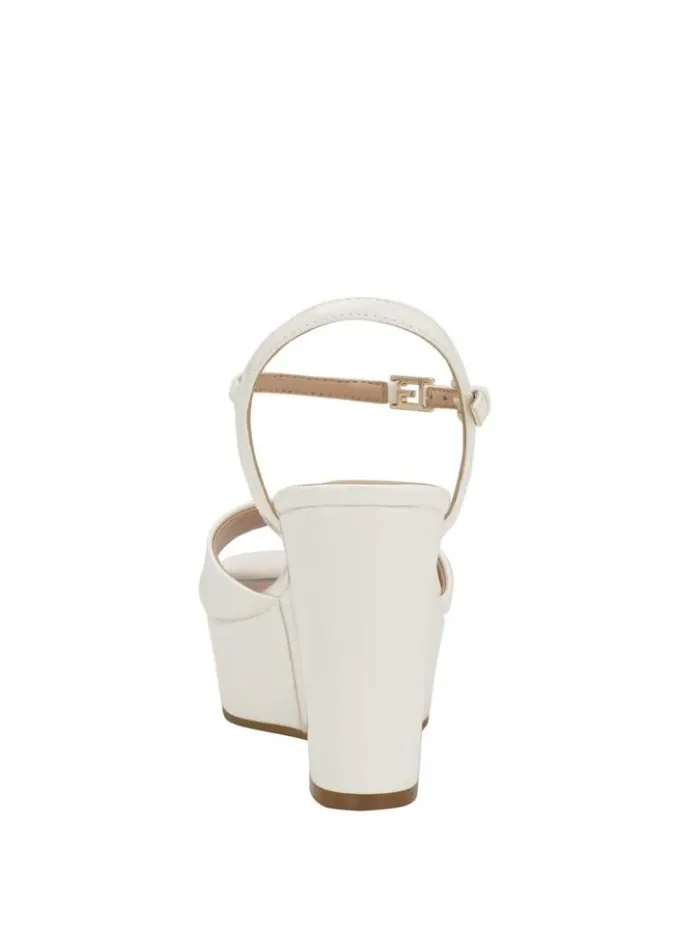Women GUESS Heels Zione Patent Wedges Wht Floral