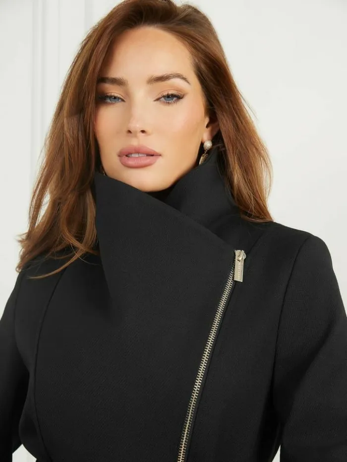 Women GUESS Jackets and Coats Ambra WoolBlend Coat Jet Black Multi