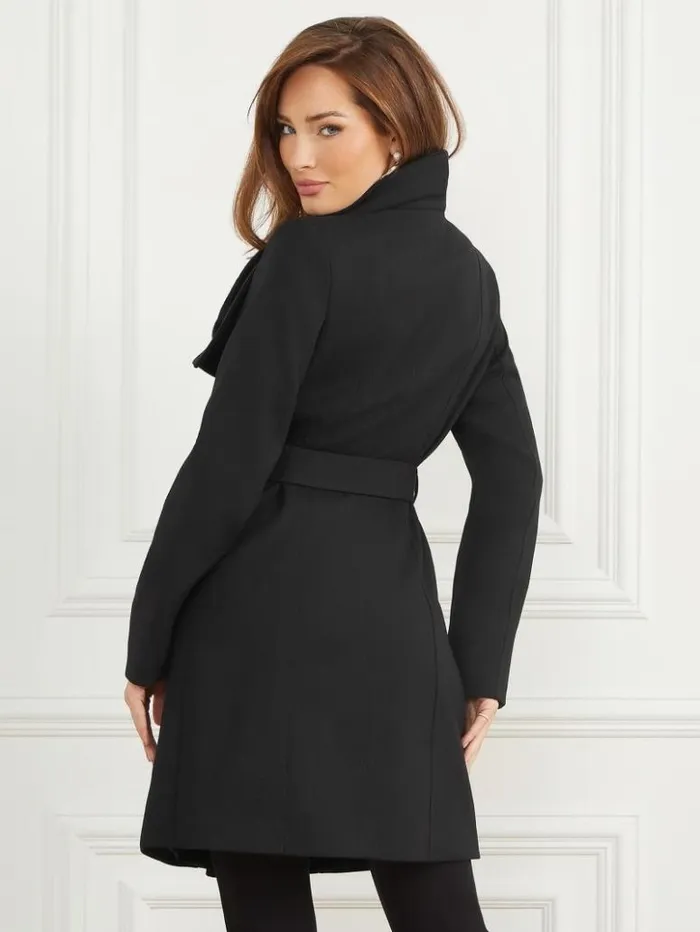 Women GUESS Jackets and Coats Ambra WoolBlend Coat Jet Black Multi