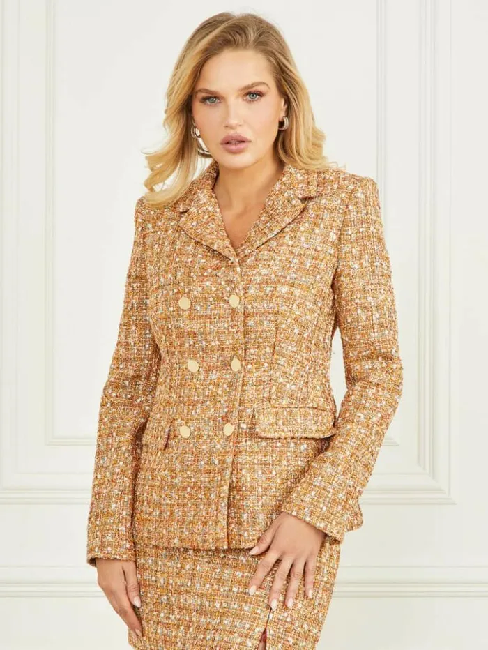 Women GUESS Jackets and Coats Angelica Tweed Blazer Tallulah Multicolor Tweed Women GUESS Jackets and Coats Angelica Tweed Blazer Tallulah Multicolor Tweed