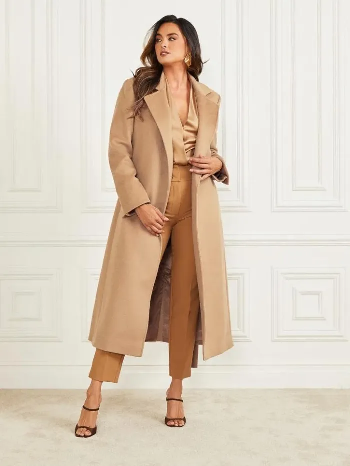 Women GUESS Jackets and Coats Annie Wool Coat Macchiato Multi