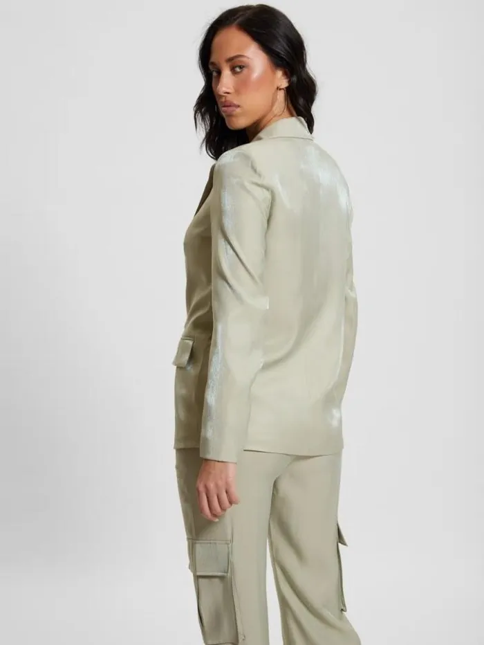 Women GUESS Jackets and Coats Eco Adriana Satin Blazer Dusty Fern Multi