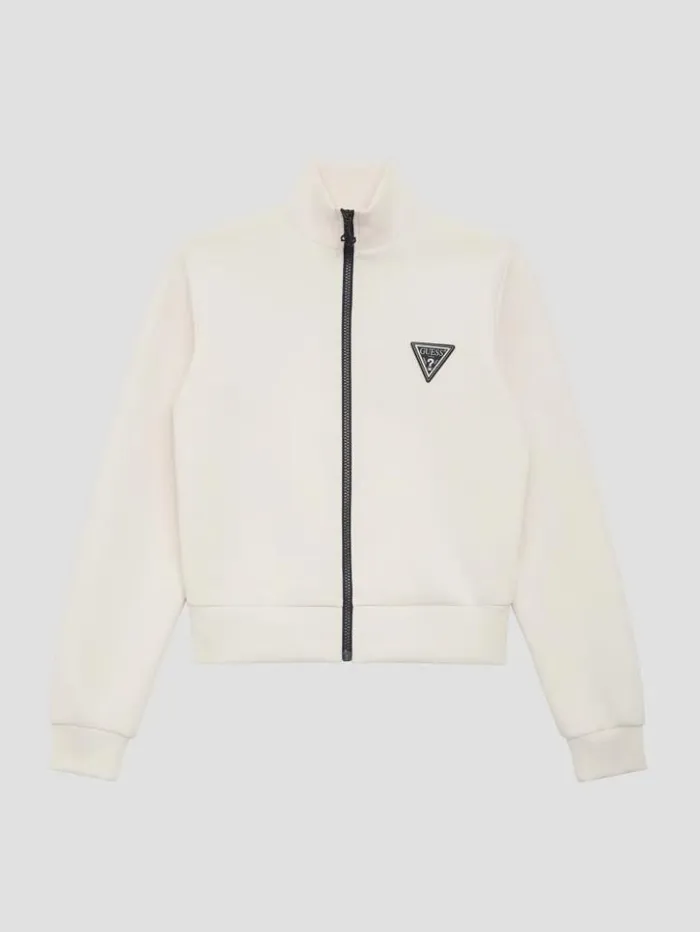 Women GUESS Jackets and Coats Eco Ann FullZip Scuba Sweatshirt Ocean Salt