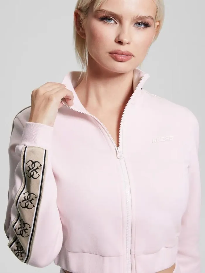 Women GUESS Jackets and Coats Eco Britney Cropped ZipUp Sweater Oldwash
