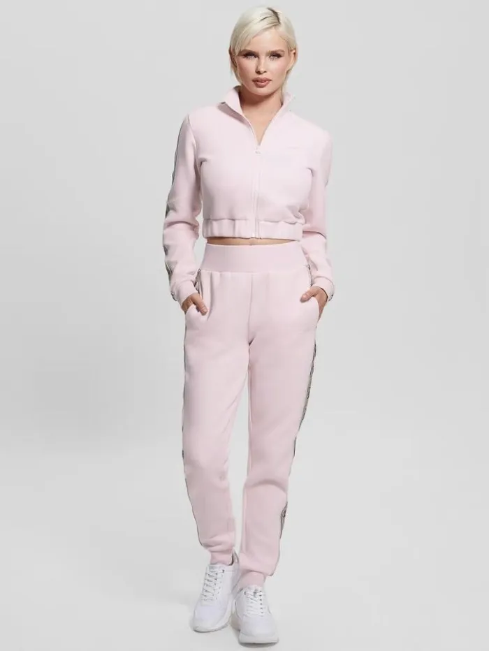 Women GUESS Jackets and Coats Eco Britney Cropped ZipUp Sweater Oldwash