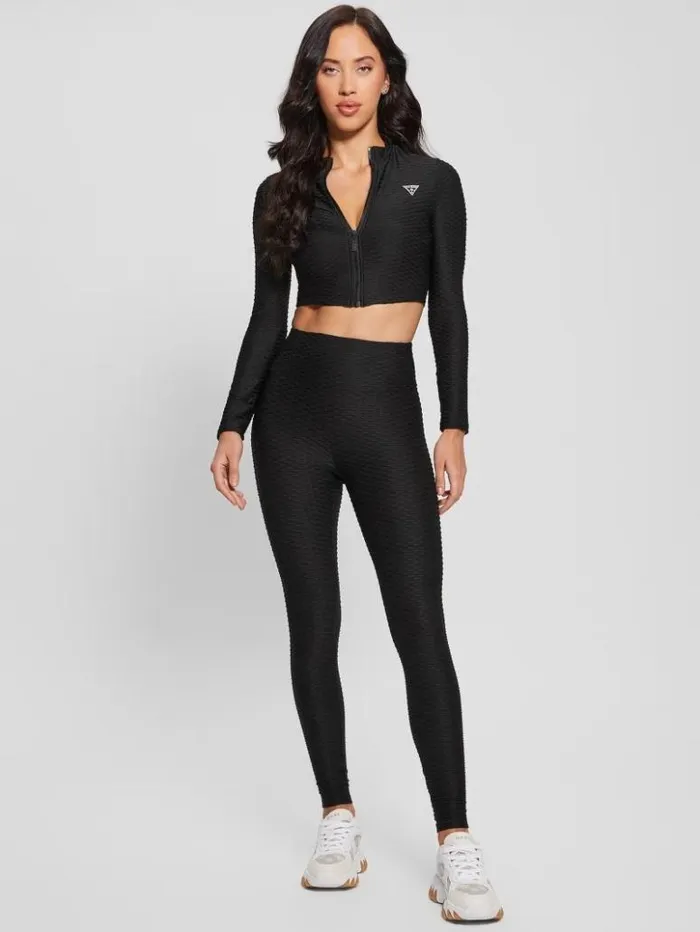 Women GUESS Jackets and Coats Eco Delma Active Zip Jacket Jet Black Multi