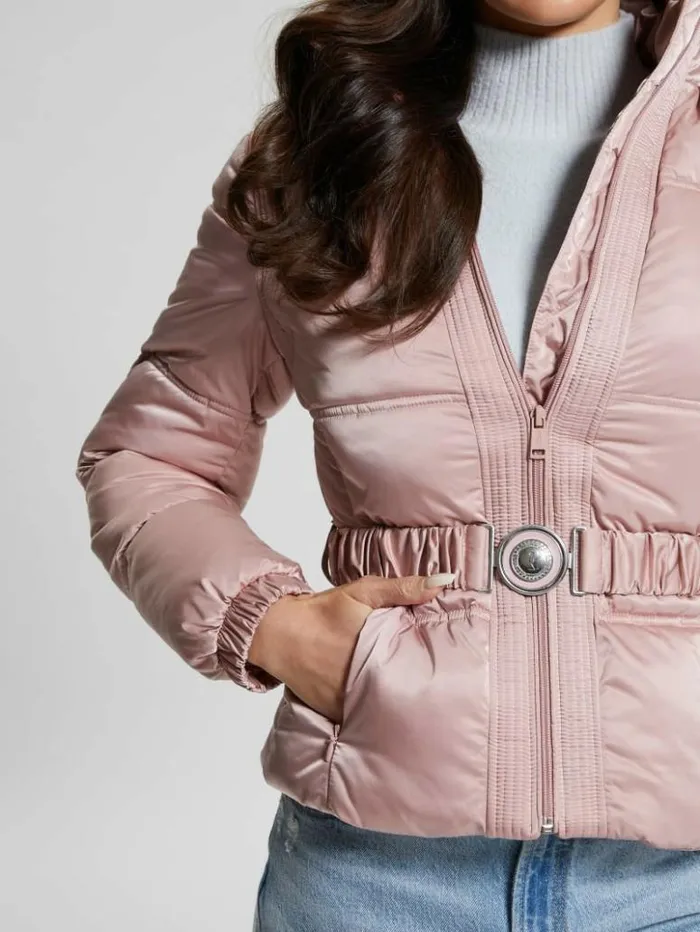 Women GUESS Jackets and Coats Eco Lucia Belt Bag Puffer Jacket Rosy Violet Multi Women GUESS Jackets and Coats Eco Lucia Belt Bag Puffer Jacket Rosy Violet Multi