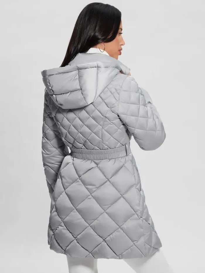 Women GUESS Jackets and Coats Eco Olga Quilted Down Jacket Starry Ice Multi