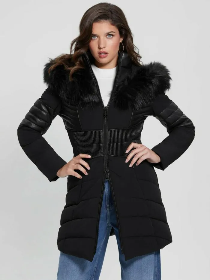 Women GUESS Jackets and Coats Eco Oxana Quilted Jacket Black