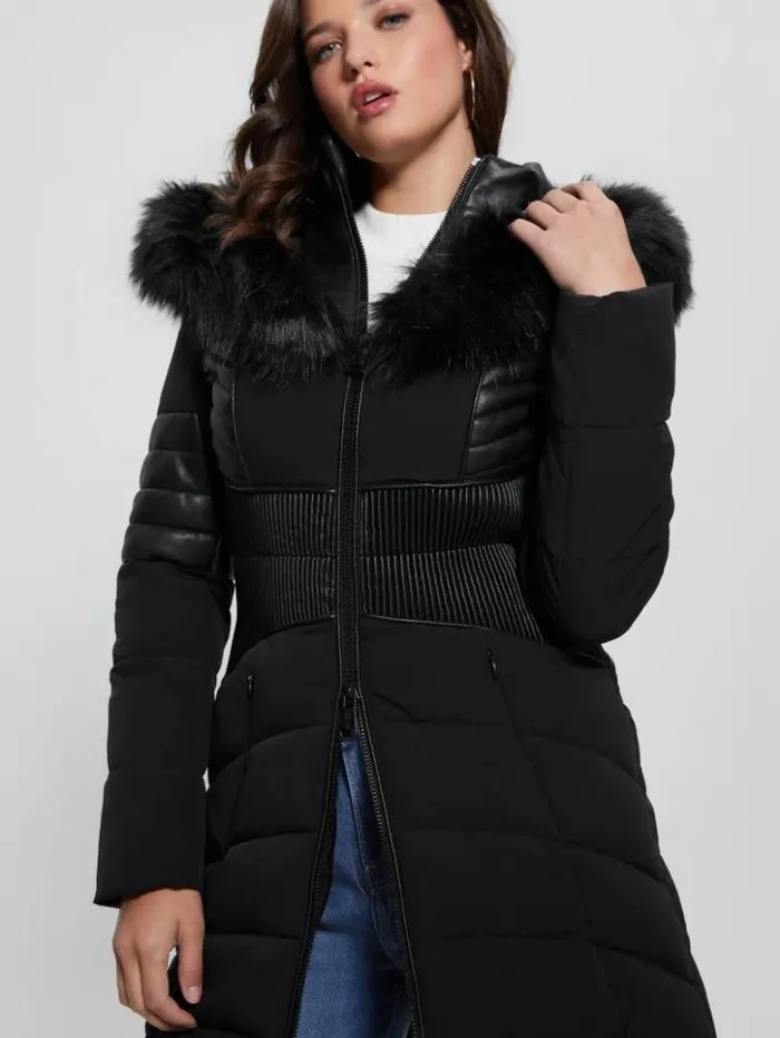 Women GUESS Jackets and Coats Eco Oxana Quilted Jacket Black