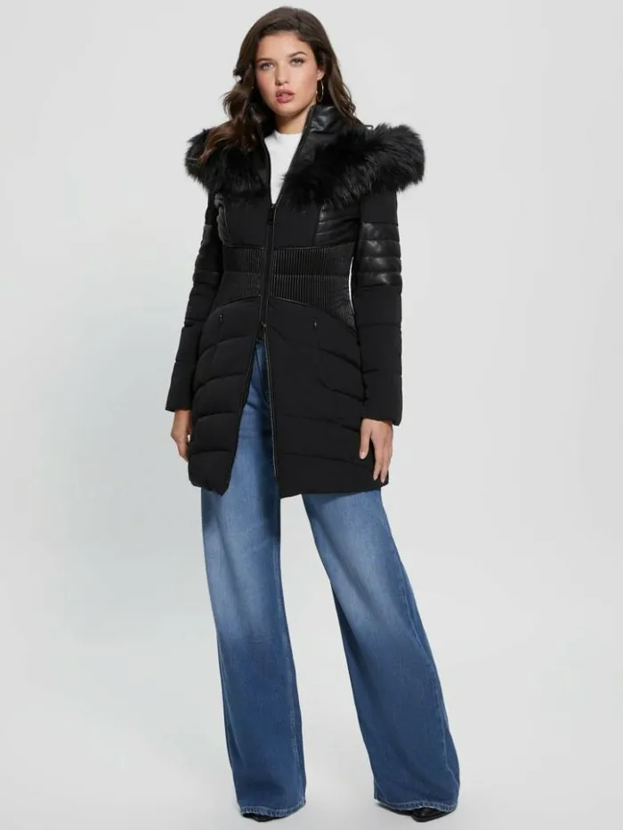 Women GUESS Jackets and Coats Eco Oxana Quilted Jacket Black
