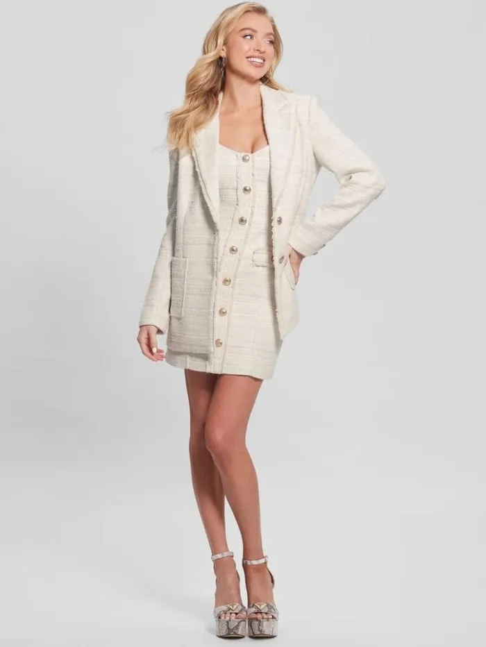 Women GUESS Jackets and Coats Eco Tosca Tweed Blazer F037