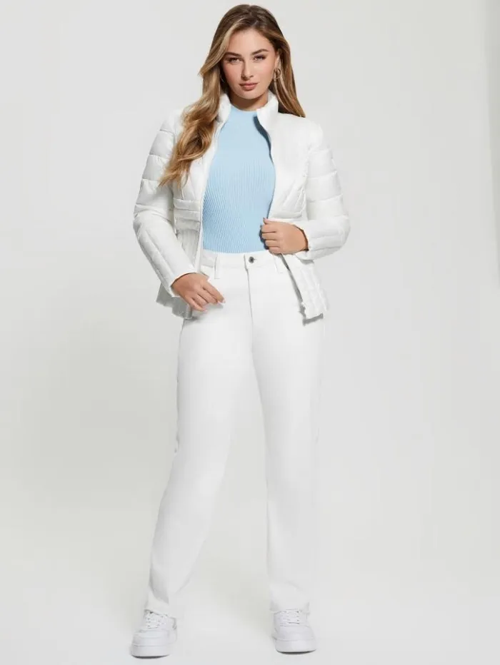 Women GUESS Jackets and Coats Eco Valeria Puffer Jacket Pure White