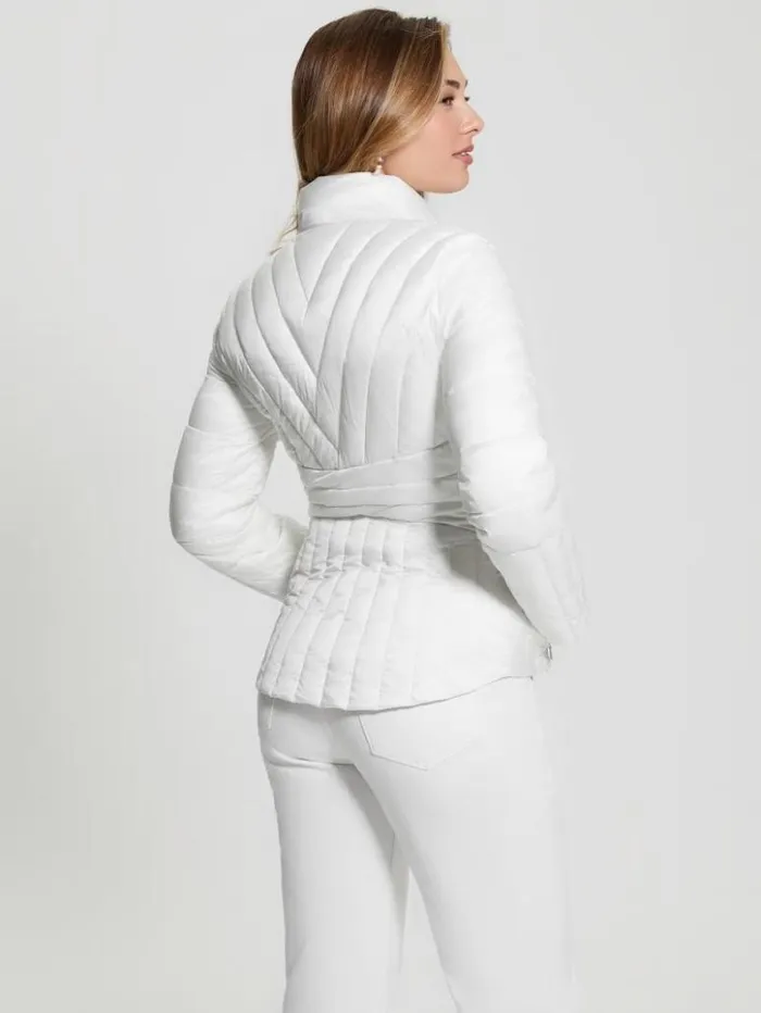 Women GUESS Jackets and Coats Eco Valeria Puffer Jacket Pure White