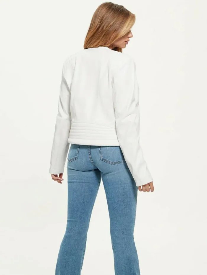 Women GUESS Jackets and Coats Fiammetta Moto Jacket Cream White