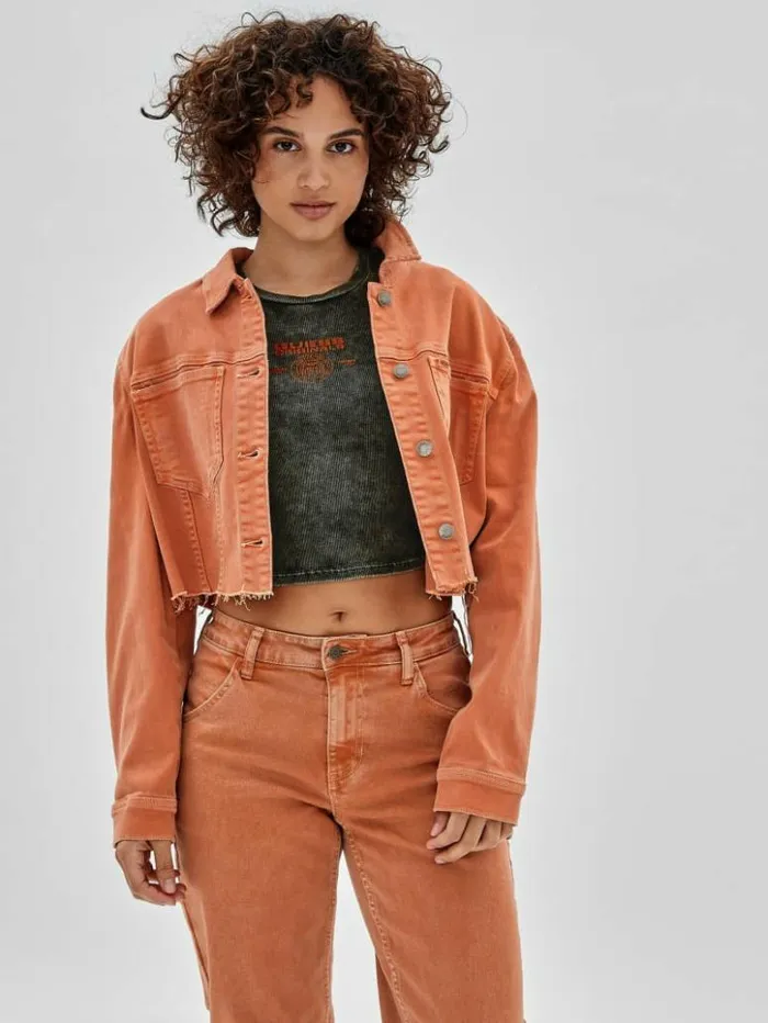 Women GUESS Jackets and Coats GUESS Originals Denim Jacket Real Orange Multi