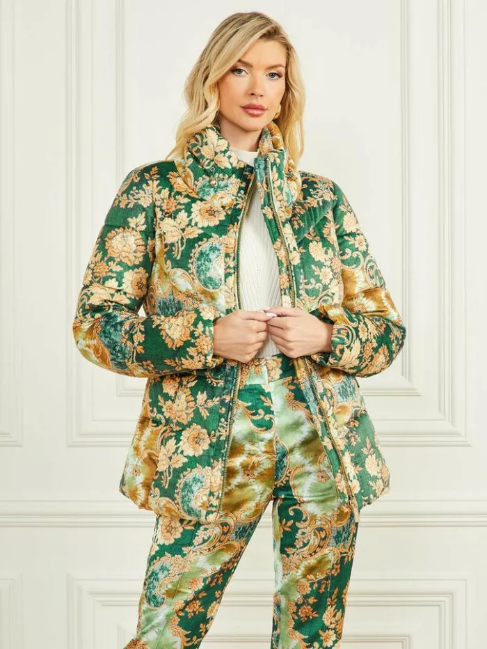 Women GUESS Jackets and Coats Katrin Puffer Jacket Heirloom Print