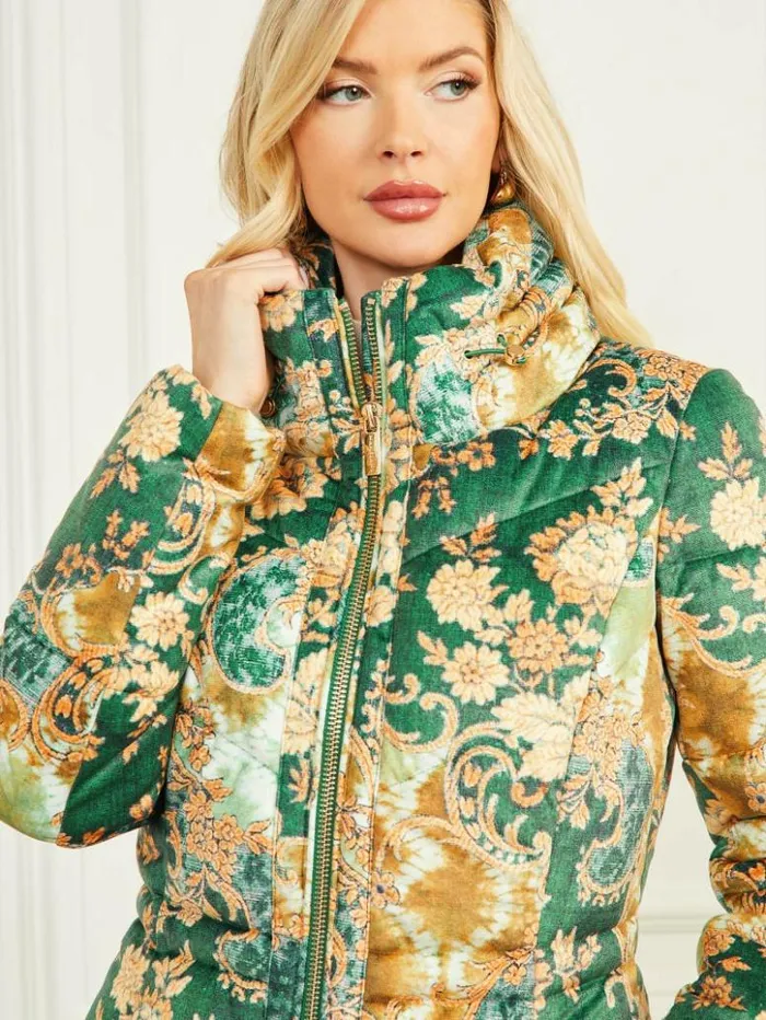 Women GUESS Jackets and Coats Katrin Puffer Jacket Heirloom Print