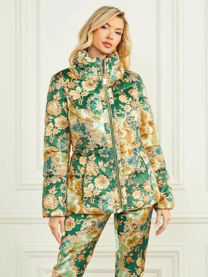 Women GUESS Jackets and Coats Katrin Puffer Jacket Heirloom Print