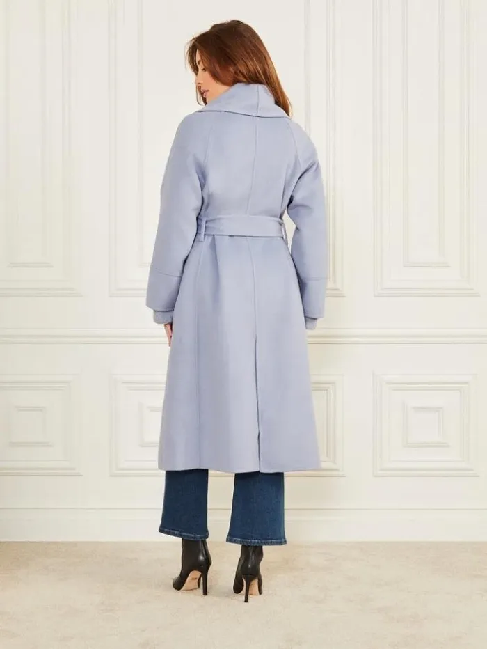 Women GUESS Jackets and Coats Keera WoolBlend Coat Dust Light Blue