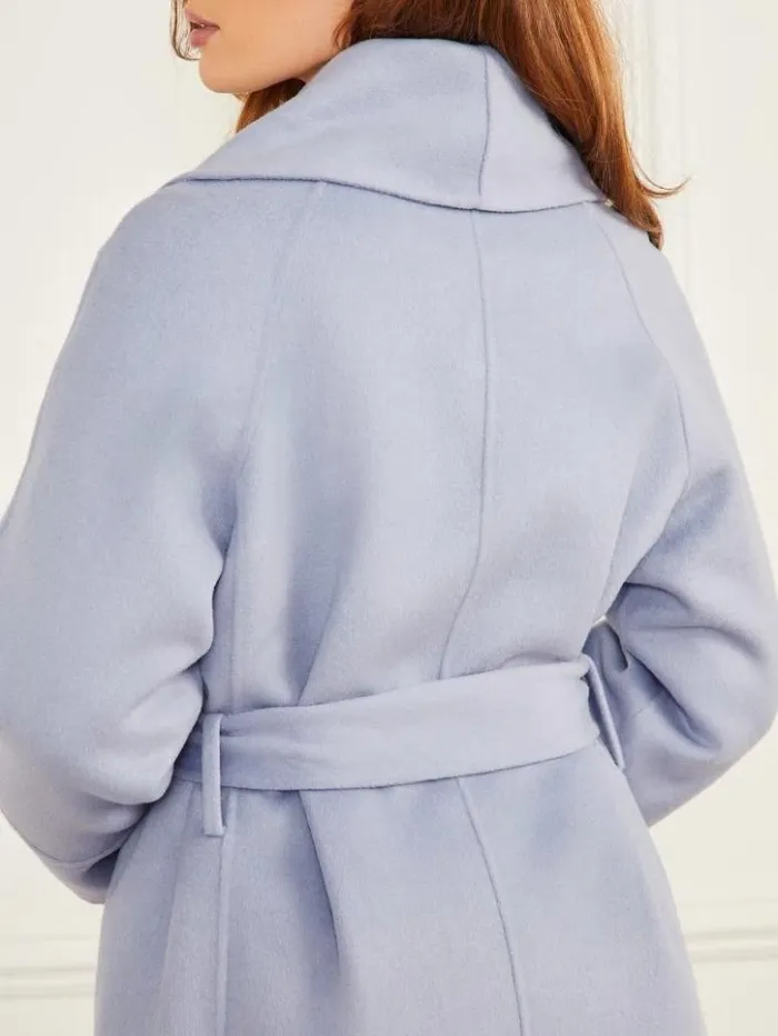 Women GUESS Jackets and Coats Keera WoolBlend Coat Dust Light Blue