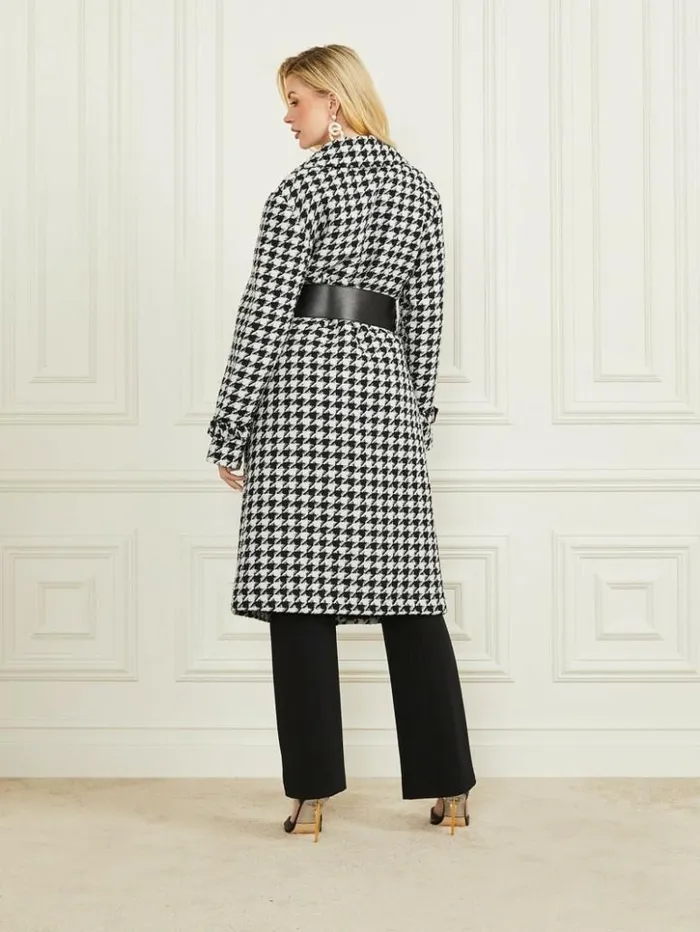 Women GUESS Jackets and Coats Natasha WoolBlend Coat Pied De Poule Blackwhite Women GUESS Jackets and Coats Natasha WoolBlend Coat Pied De Poule Blackwhite