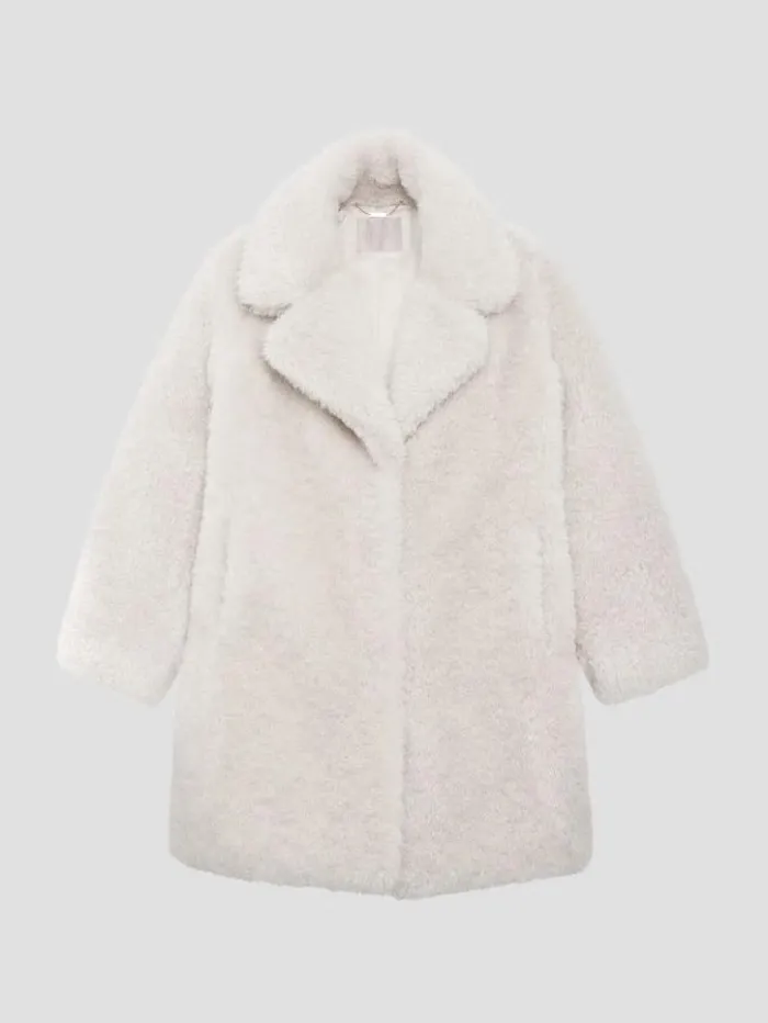 Women GUESS Jackets and Coats Nives FauxFur Coat Cream White