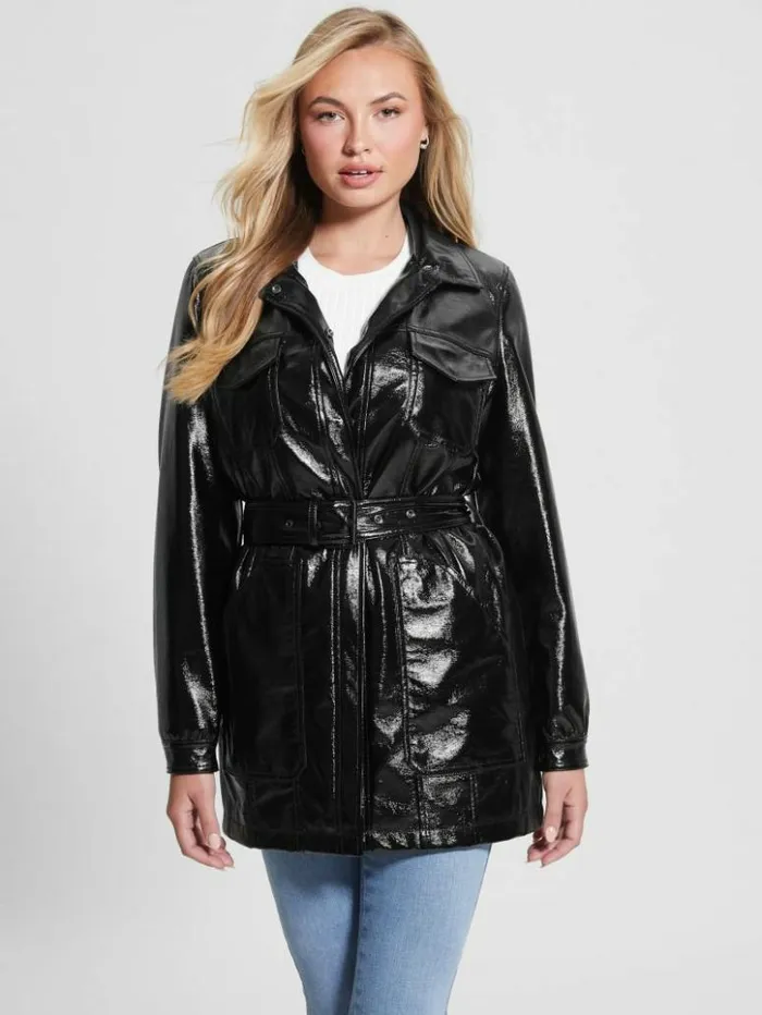 Women GUESS Jackets and Coats Pax FauxLeather Jacket Black