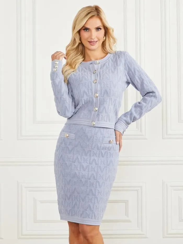 Women GUESS Jackets and Coats Penelope Sweater Cardigan Dust Light Blue