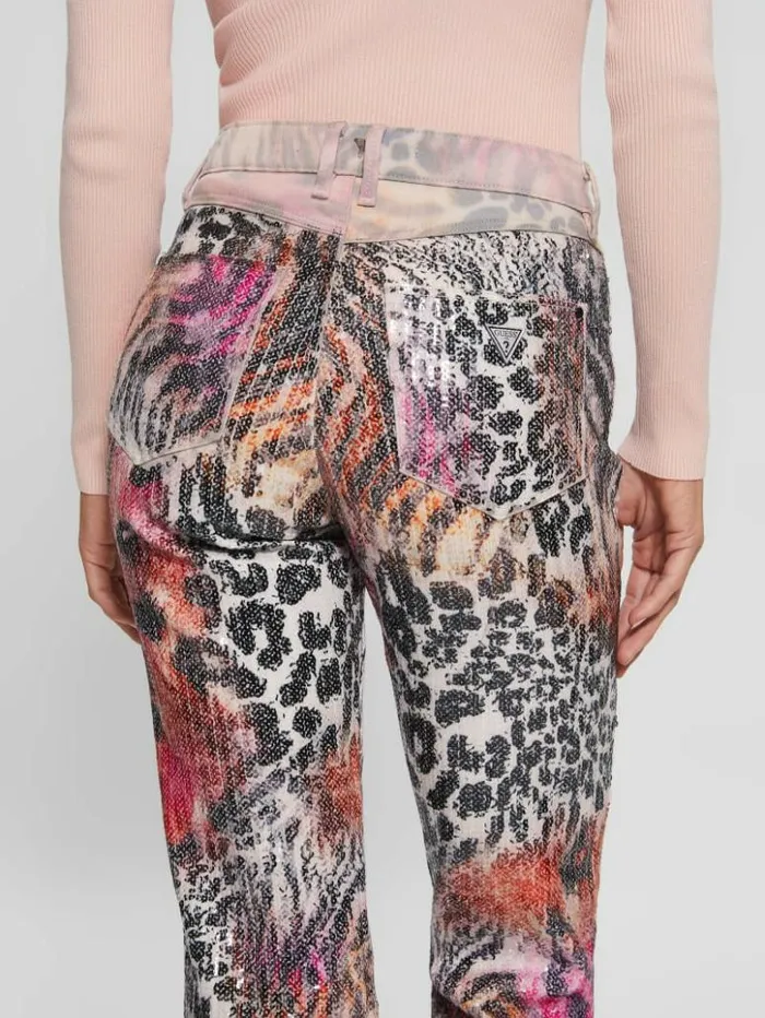 Women GUESS Jeans and Denim 1981 Mixed Print Straight Jeans Passion Wild
