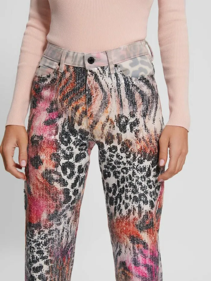 Women GUESS Jeans and Denim 1981 Mixed Print Straight Jeans Passion Wild