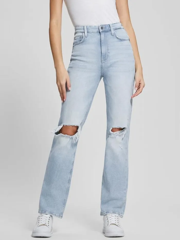 Women GUESS Jeans and Denim 80s Destroyed HighRise Straight Jeans Pacific Destroy Women GUESS Jeans and Denim 80s Destroyed HighRise Straight Jeans Pacific Destroy