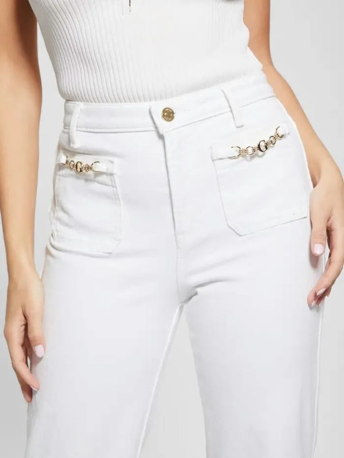 Women GUESS Jeans and Denim Charm Straight Jeans Pure White Multi