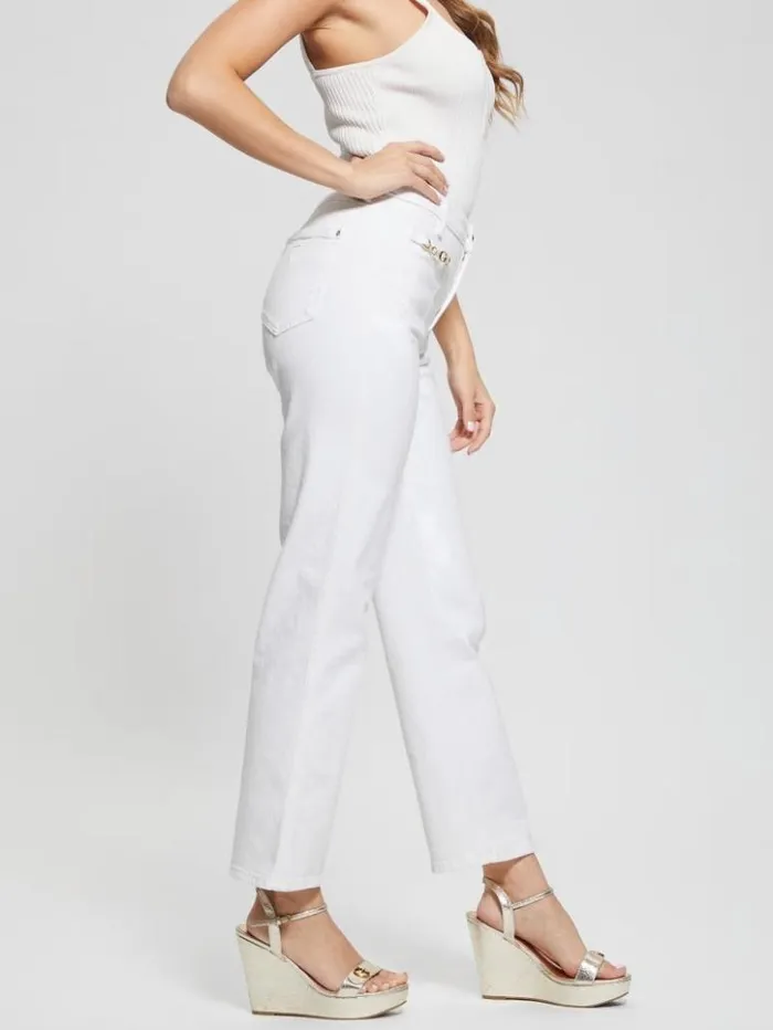 Women GUESS Jeans and Denim Charm Straight Jeans Pure White Multi