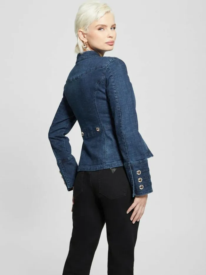 Women GUESS Jeans and Denim Clash Marching Denim Jacket Clash Blue