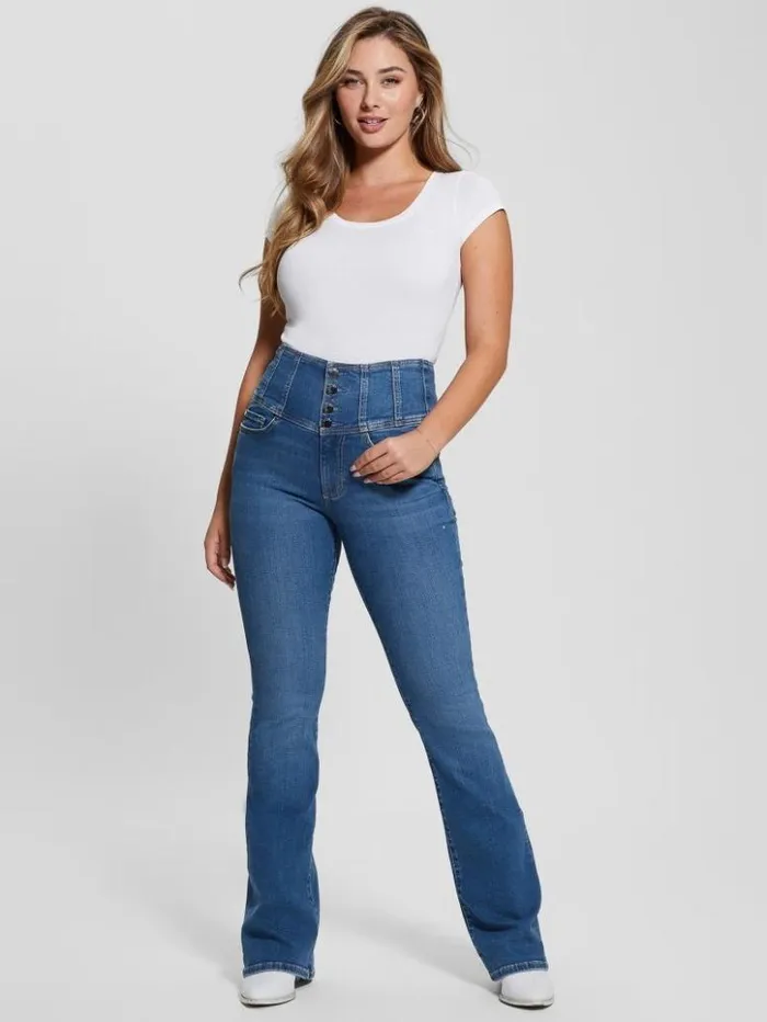 Women GUESS Jeans and Denim Eco Corset Shape Up Flared Jeans The Air Wash