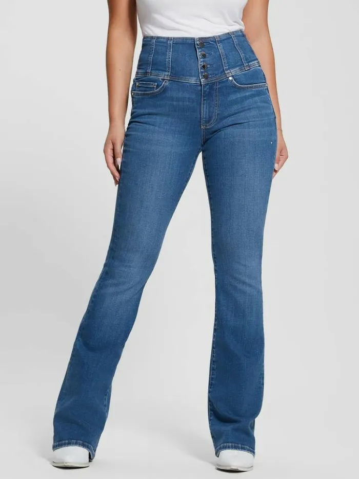 Women GUESS Jeans and Denim Eco Corset Shape Up Flared Jeans The Air Wash
