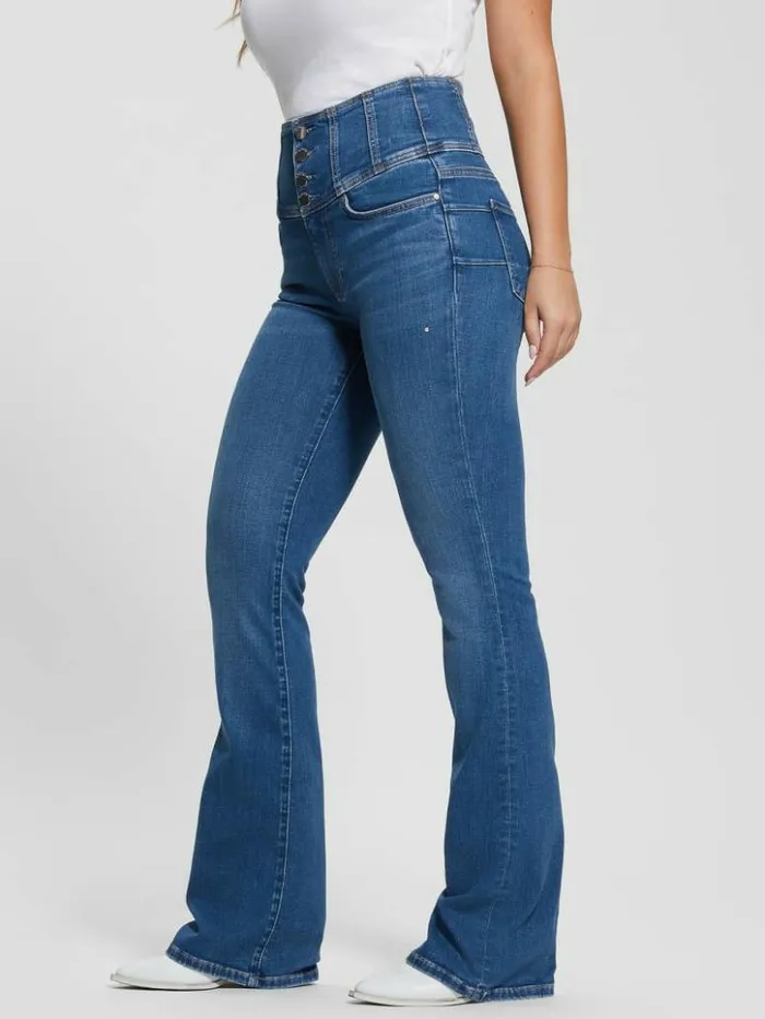 Women GUESS Jeans and Denim Eco Corset Shape Up Flared Jeans The Air Wash