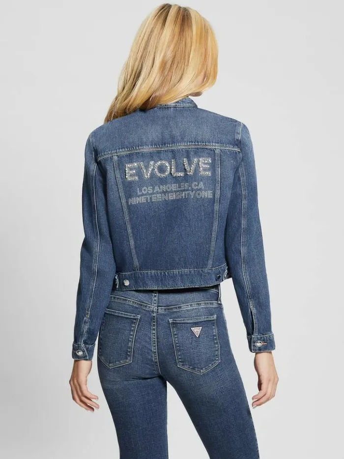 Women GUESS Jeans and Denim Eco Delya Butterfly Denim Jacket Marquee