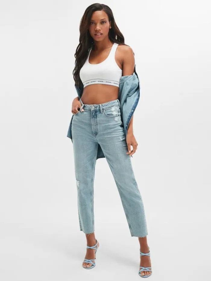 Women GUESS Jeans and Denim Eco Slim Mom Jeans Moonstone Blue