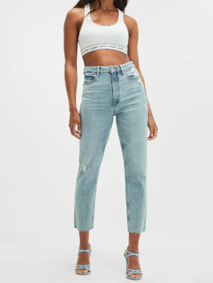 Women GUESS Jeans and Denim Eco Slim Mom Jeans Moonstone Blue