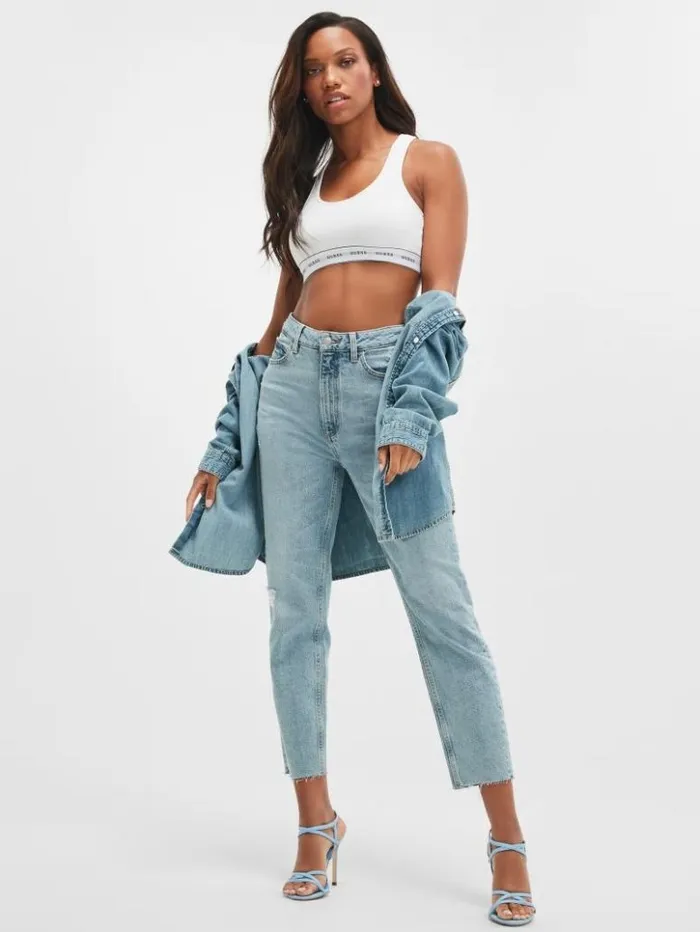 Women GUESS Jeans and Denim Eco Slim Mom Jeans Moonstone Blue