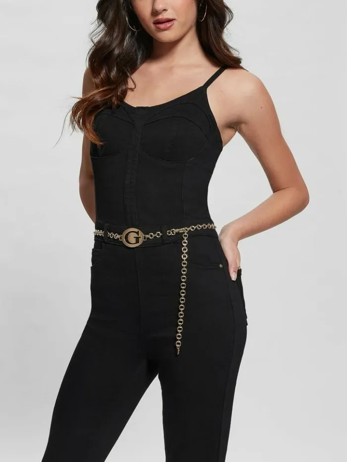 Women GUESS Jeans and Denim GBelt Denim Jumpsuit Tint yel