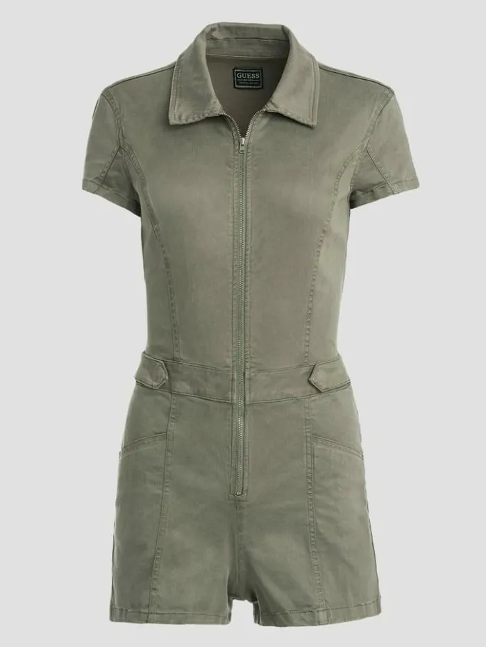 Women GUESS Jeans and Denim Gemma Romper Lichen Leaf Green Multi